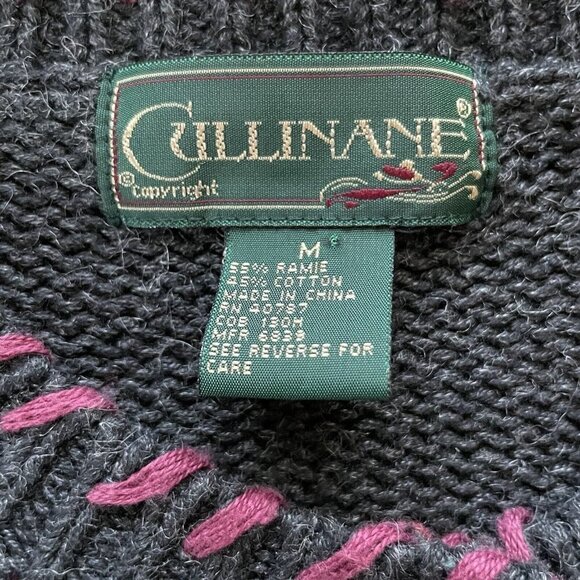 Cullinane Womens Cardigan Vintage 1980s Sz M Charcoal Gray Friends Holding Hands - Picture 7 of 7